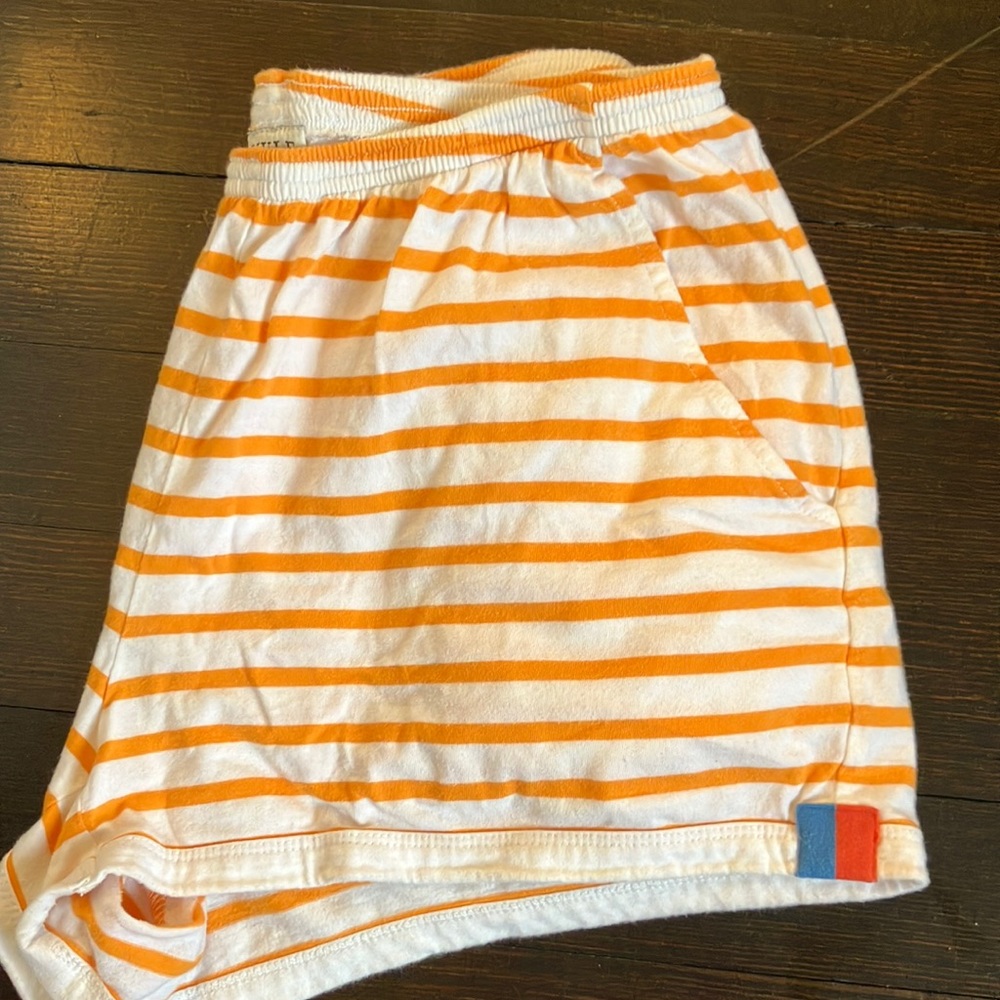 Orange and White Striped KULE shorts